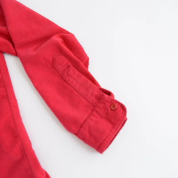 Vintage L.L. Beans Red Thick Cotton Fleece Outdoor Button Up Shirt Size 15 1/2 - Picture 5 of 12
